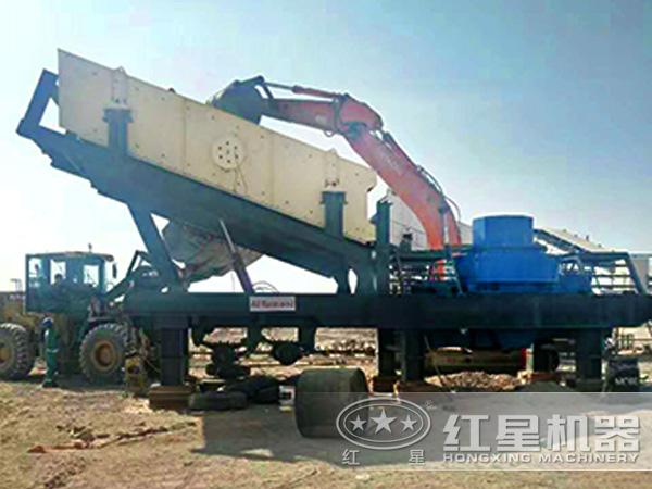 河南沖擊式移動破碎站工作現場 河南沖擊式移動破碎站工作現場